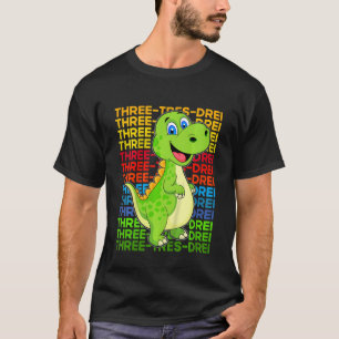 Camiseta Crianças Dinossauro 3º Aniversário