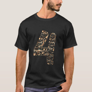 Camiseta Crianças Dinossauro 4ª Menina de Aniversário 4 Ano
