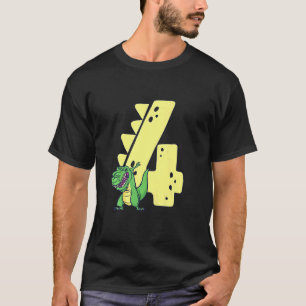Camiseta Crianças Dinossauro Aniversário de 4 Anos Menino R
