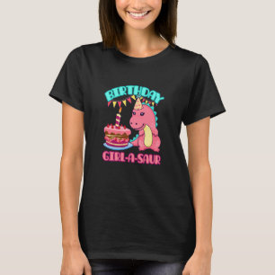 Camiseta Crianças Dinossauro Aniversário Para Meninas Bebês