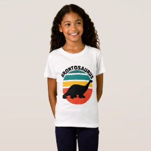 Camiseta Crianças Dinossauro Brontossauro Retro Distúrbio