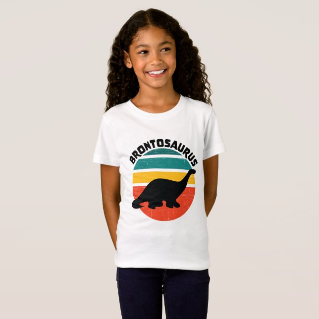 Camiseta Crianças Dinossauro Brontossauro Retro Distúrbio D (Frente Completa)