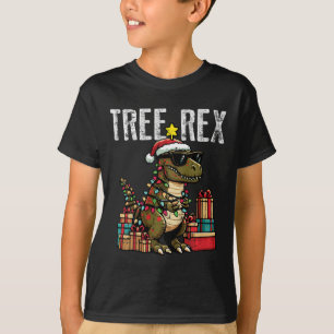 Camiseta Crianças Dinossauro de Natal Árvore Rex Xmas Trex 