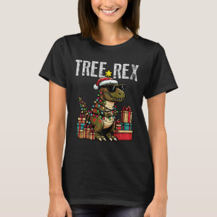 Camiseta Crianças Dinossauro de Natal Árvore Rex Xmas Trex 