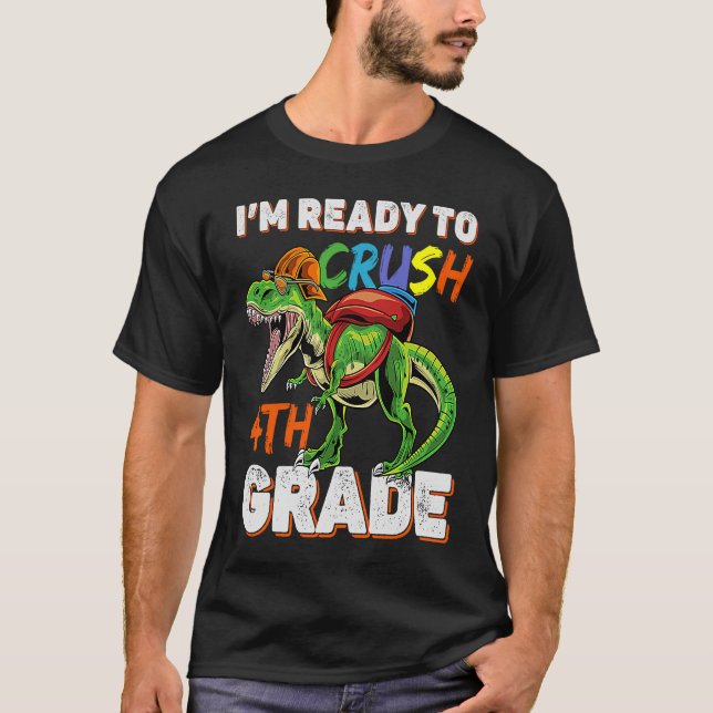Camiseta Crianças Dinossauro de volta à escola Estou pronto (Frente)