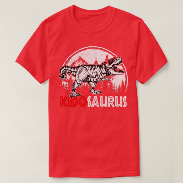Camiseta Crianças Dinossauro Familiar T Rex - Bebê Saurus F (Frente do Design)