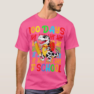 Camiseta Crianças, Dinossauro Gelado Feliz 100º Dia Dos Men