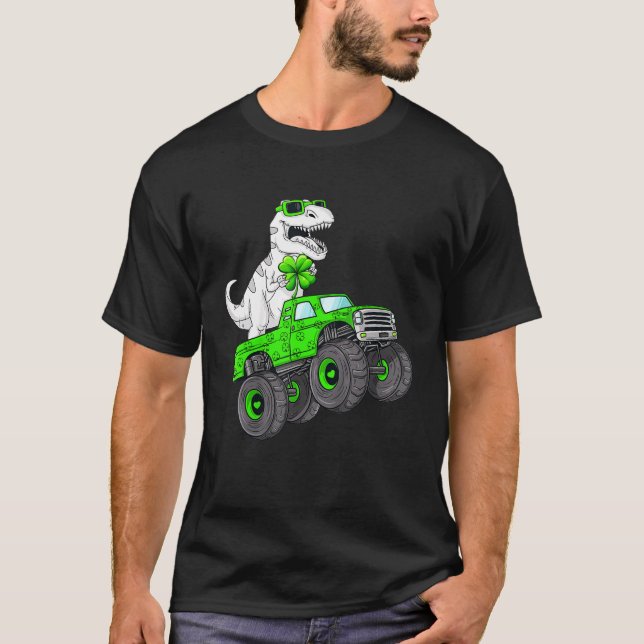 Camiseta Crianças Dinossauro Monstro Dia de São Patrício de (Frente)