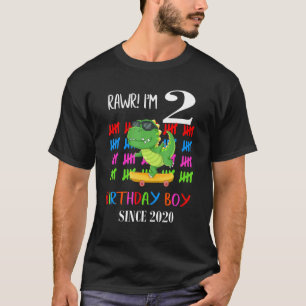 Camiseta Crianças Dinossauro Rawr Estou 2 desde o segundo