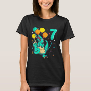 Camiseta Crianças Dinossauro Tyrannosaurus Rex Eu tenho 7 a