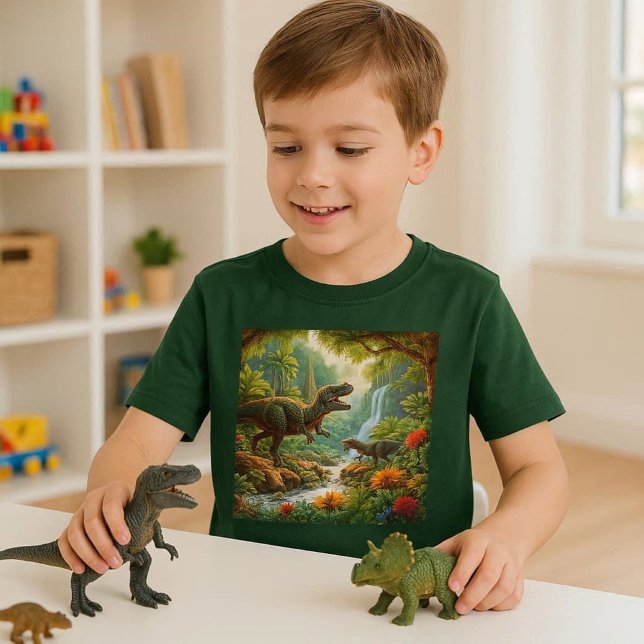 Camiseta Crianças Dinossauros Arte AI (Criador carregado)