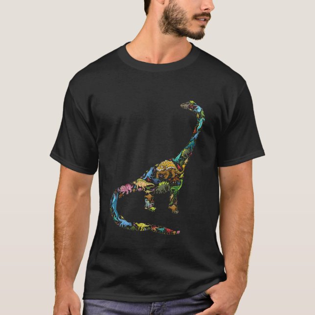 Camiseta Crianças Dinossauros Como Brontossauros (Frente)