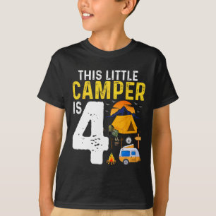 Camiseta Crianças Divertidas 4º Aniversário Camping Amante 