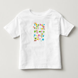 Camiseta Crianças Divertidas Coloridas Alphabet Bonito