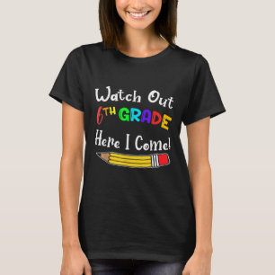 Camiseta Crianças Divertidas de Volta à Escola, Cuidado 6º