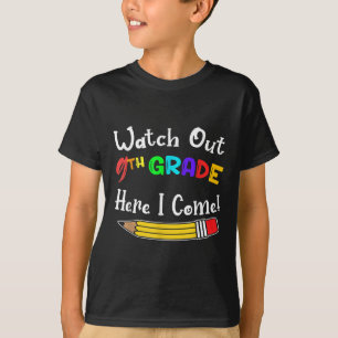 Camiseta Crianças Divertidas de Volta à Escola, Cuidado 9º