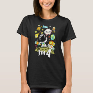 Camiseta Crianças Divertidas Im 4 Astronautas 4º Aniversári