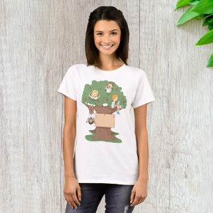 Camiseta Crianças divertidas jogando na árvore da maçã