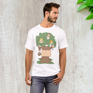 Camiseta Crianças divertidas jogando na árvore da maçã