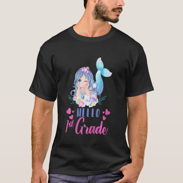 Camiseta Crianças Do 1º Ano Da rua Meninas Do 1º Dia Da Esc (Frente)