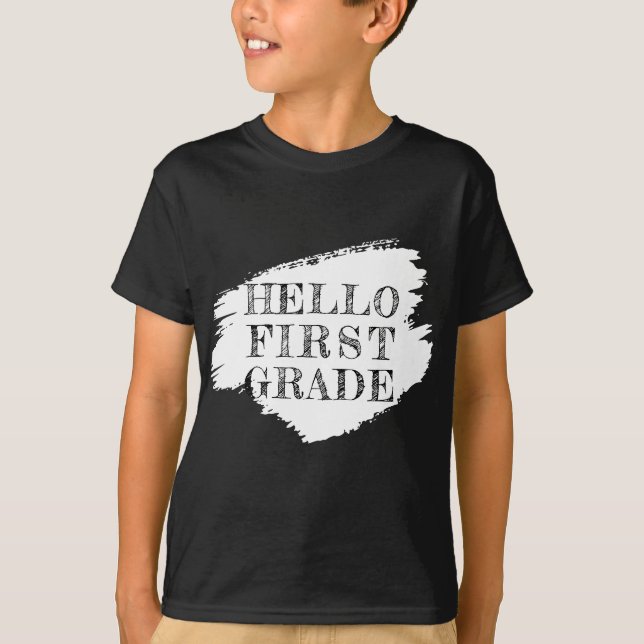 Camiseta Crianças do 1º ano de Alô Moderno Preto (Frente)