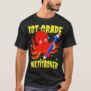Camiseta Crianças do 1º ano de aulas de Octopus Cute da Cla