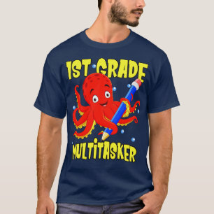 Camiseta Crianças do 1º ano de aulas de Octopus Cute da Cla