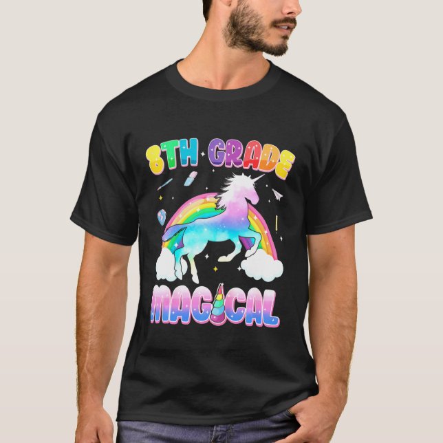 Camiseta Crianças do 8º Grau Magnético, Arco-Íris, De Volta (Frente)