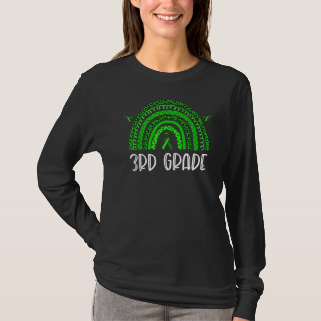 Camiseta Crianças do Arco-Íris do Leopardo Verde da 3ª séri (Frente)