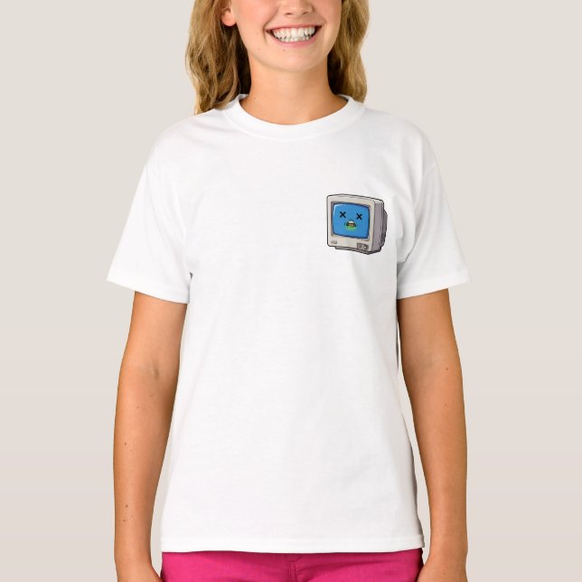 Camiseta Crianças do Computador de Desenho Animado Retro Do (Frente)