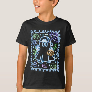 Camiseta Crianças do Dia das Bruxas Neon Cute. Meninos Cria