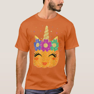Camiseta Crianças do Dia de Ação de Graças do Unicorn Pumpk