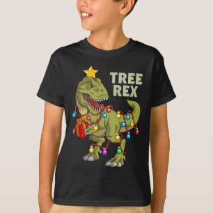Camiseta Crianças do Dinossauro do Natal Meninos das Luzes