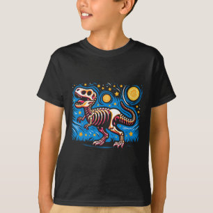 Camiseta Crianças do Dinossauro T Rex do Skeleton Noturno