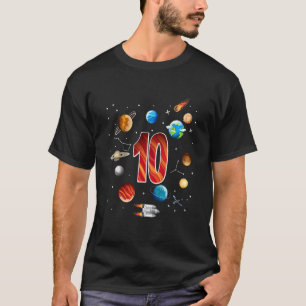 Camiseta Crianças do Espaço Exterior 10 Anos 10º Aniversári