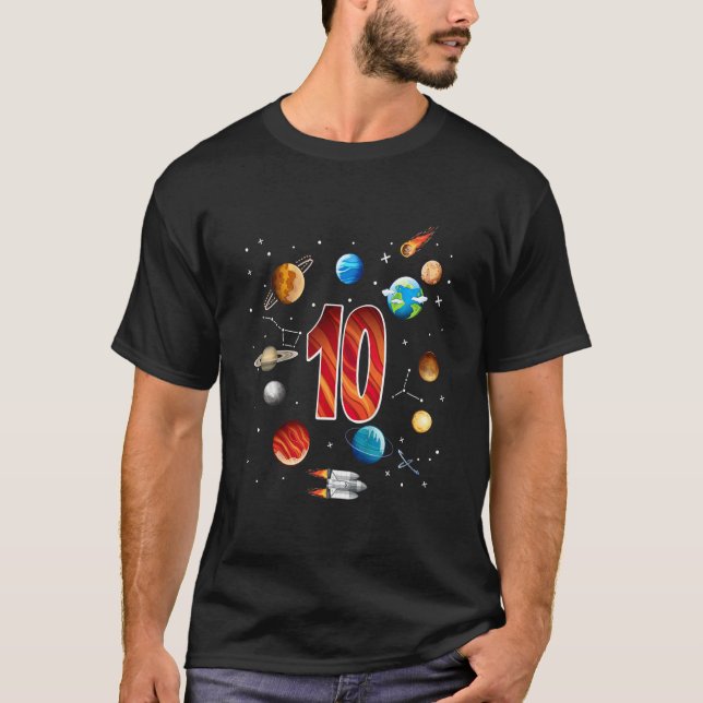 Camiseta Crianças do Espaço Exterior 10 Anos 10º Aniversári (Frente)