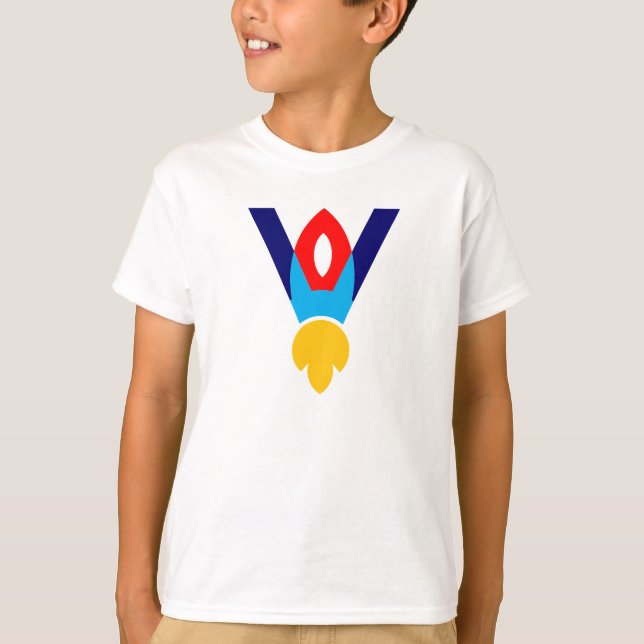 Camiseta Crianças do Foguete Letra V (Frente)