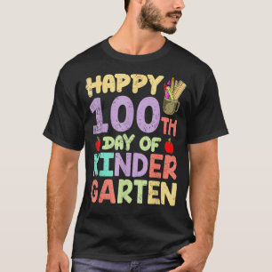 Camiseta Crianças Do Jardim De Infância 100º Dia Feliz 100