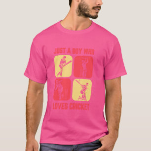 Camiseta Crianças do jogador de críquete retro Cricket