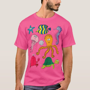 Camiseta Crianças do Mar de Praia Criam Animais do Oceano T