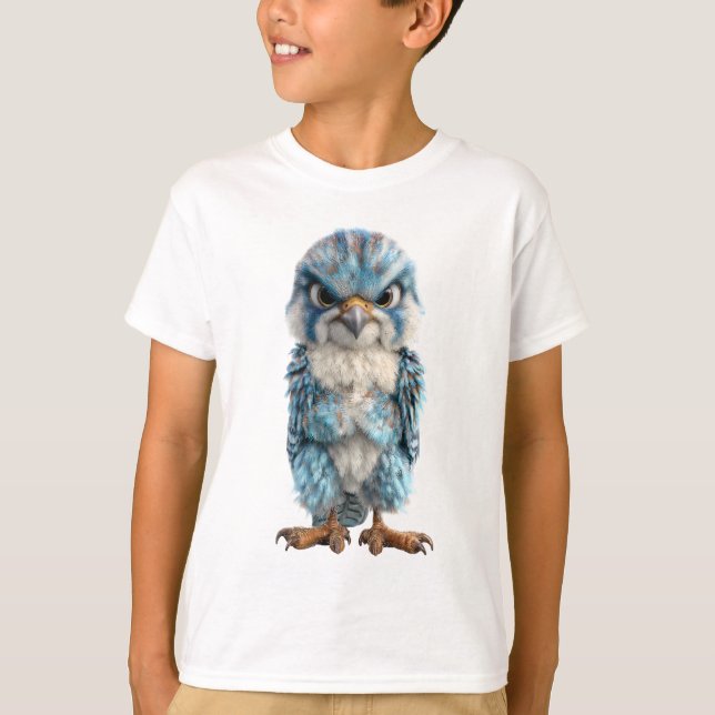 Camiseta Crianças do Pássaro Raptor Azul Irritado (Frente)