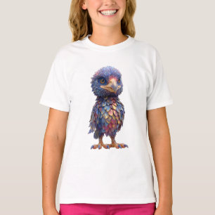 Camiseta Crianças do Pequeno Mocho Alado Mítico Iridescente