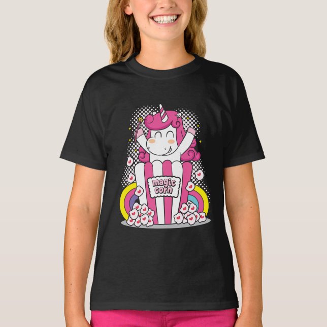 Camiseta Crianças do Unicorn Magic Corn (Frente)
