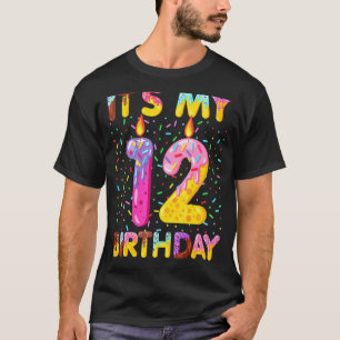 Camiseta Crianças Doce Rosquinha É Meu Aniversário 12 De 12