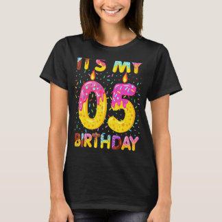 Camiseta Crianças Doce Rosquinha É Meu Quinto Aniversário D