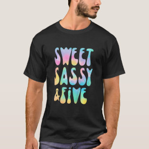 Camiseta Crianças Doce Sassy e Cinco 5 de Aniversário Garot