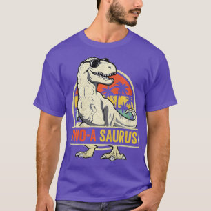 Camiseta Crianças Dois a Saurus Birthday T Rex 2 Anos Dino