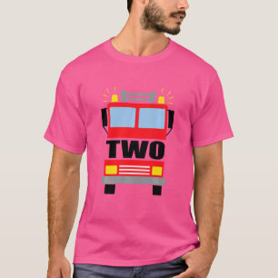 Camiseta Crianças Dois Anos Tema De Caminhão De Fogo De seg