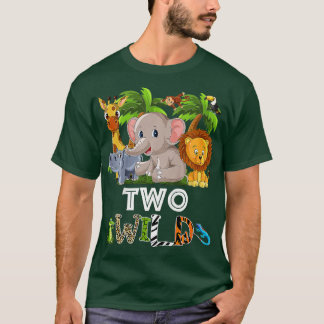 Camiseta Crianças Dois Tema de Zoo Selvagem de Aniversário 