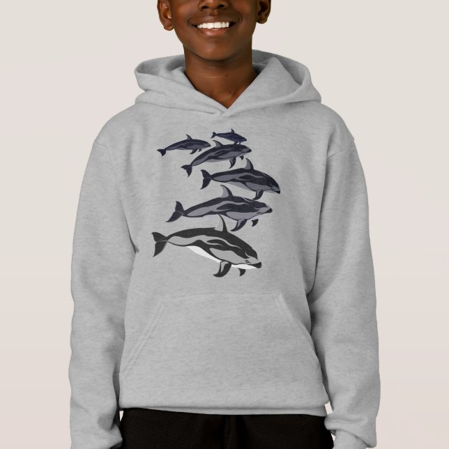 Camiseta Crianças, Dolphin Hoodie, Camisola Branca De Golfi (Frente)